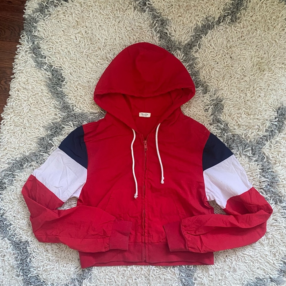 Brandy Melville red crop windbreaker